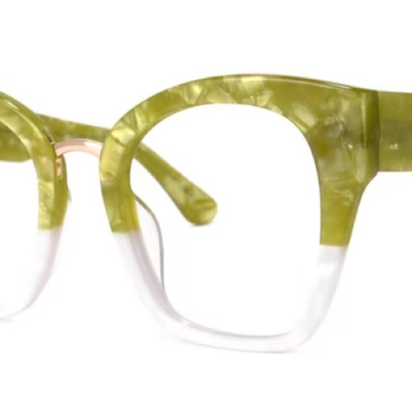 Zeelool Two Tone Green and White Large Ophthalmic Frame. - Picture 7 of 8